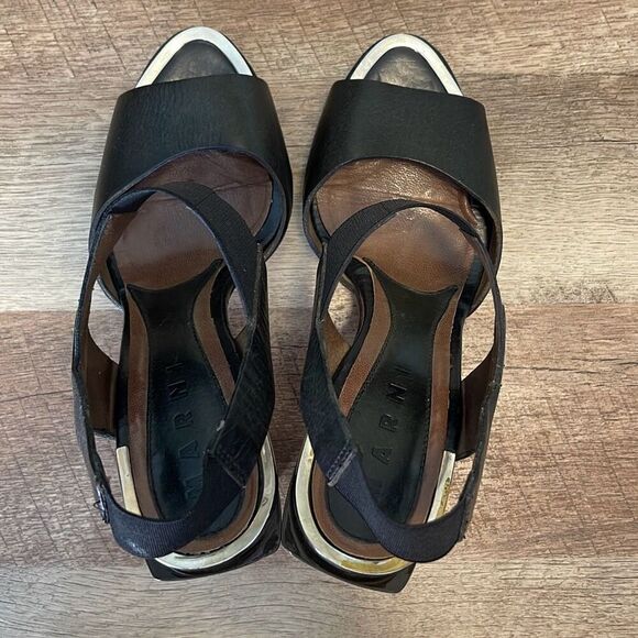 Marni Womens Block High‎ Heel Slingback Platform Sandals Black Size 37.5/7 - Picture 12 of 13